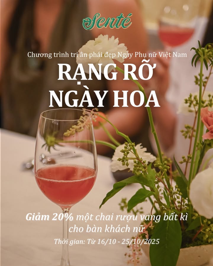 Rót chút thu, gửi lời thương: Senté ưu đãi 20% rượu vang cho bàn có khách nữ