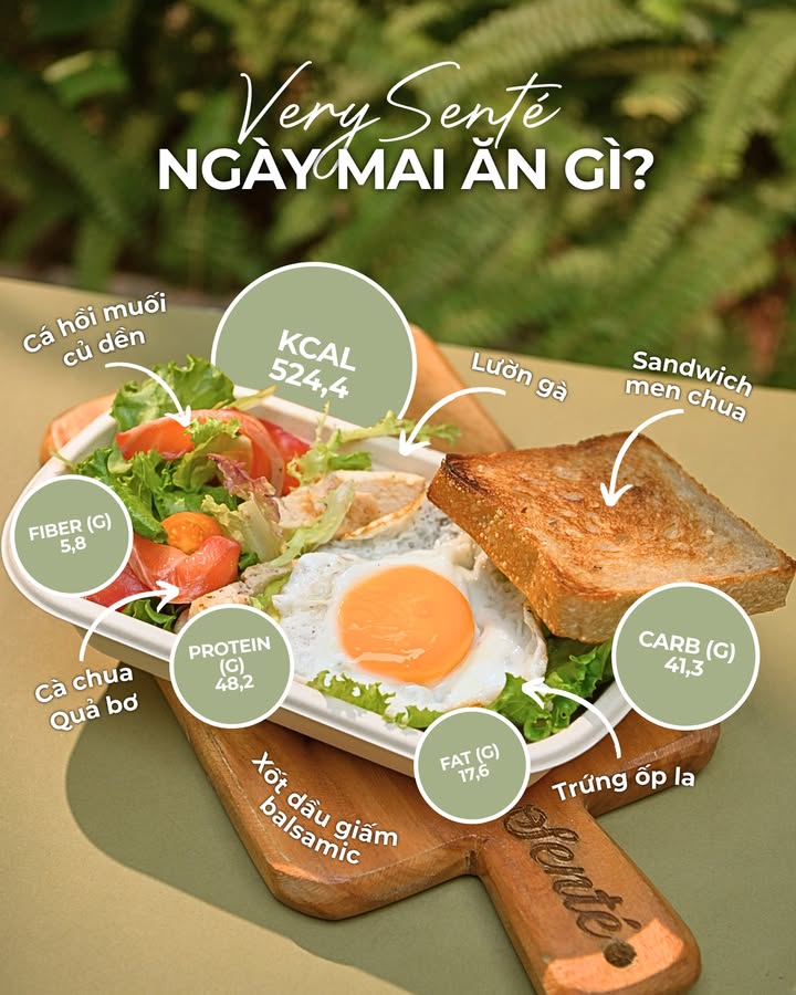 VerySenté: Bánh mì ngũ cốc, gà sous vide và salad cá hồi cho bữa ăn đủ đầy