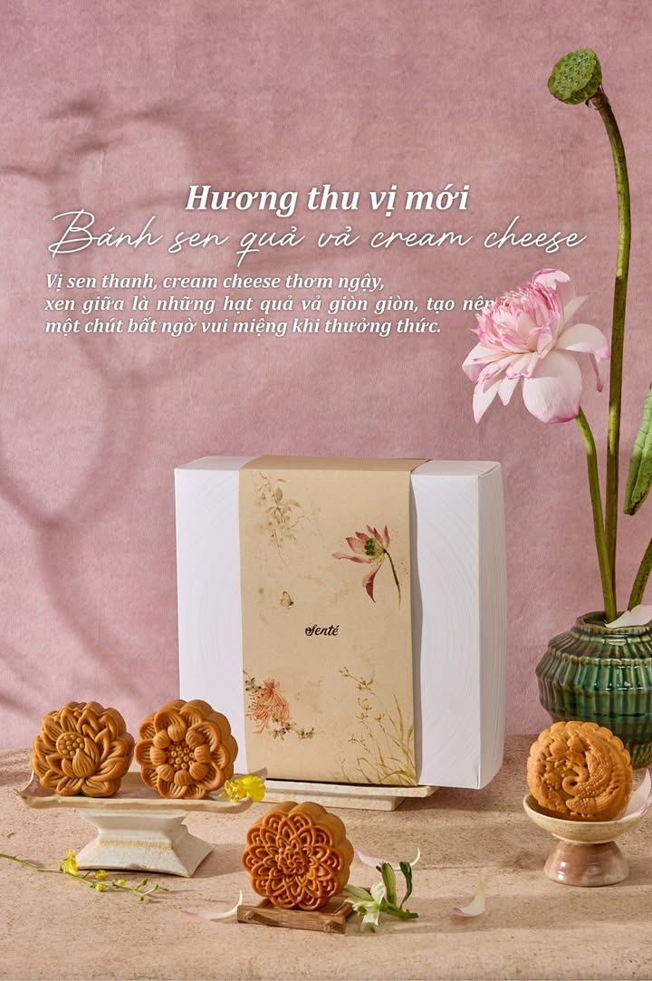 Senté giới thiệu vị bánh sen quả vả cream cheese mùa Trung Thu Hoa Nở